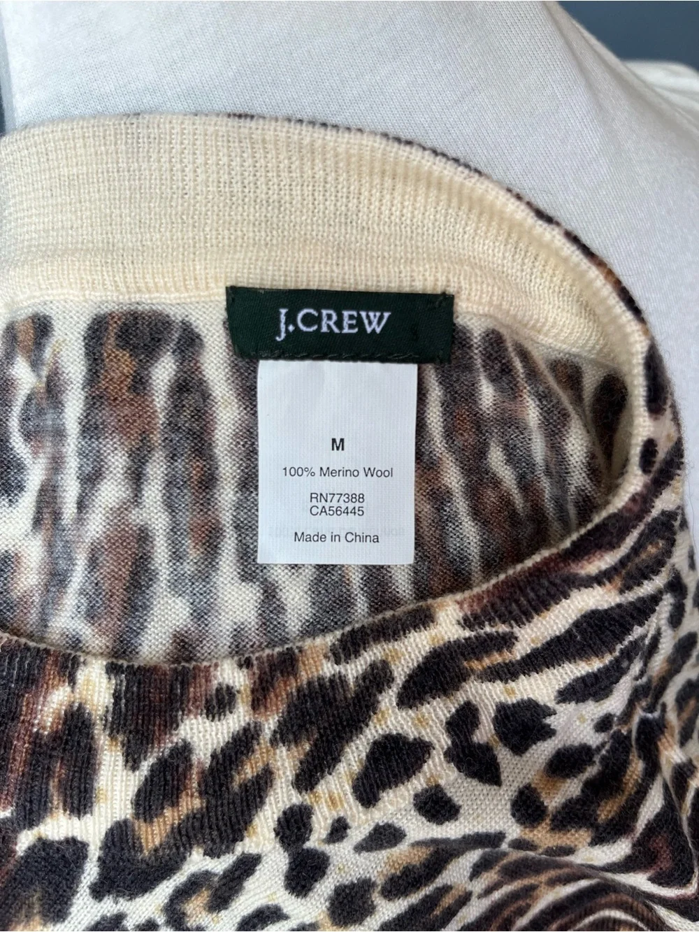 JCrew Tippi Merino Crewneck Sweater in Cheetah print 🐆